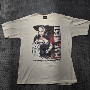 Vintage 1992 Mae West Graphic T-Shirt XL Marlin Tease‎ USA Made Single Stitch